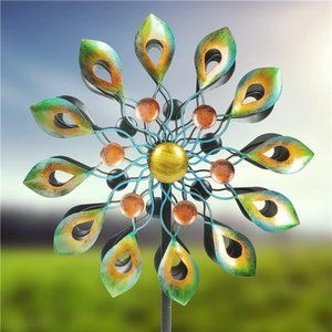 Kinetic Wind Spinners with Garden Stake, Metal Windmill Garden Decorations, 360